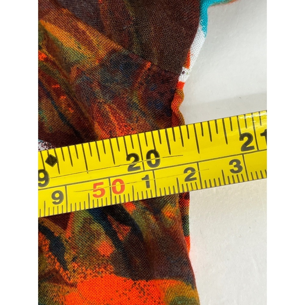 Unique Spectrum Floral Crochet Trim Blouse Short Sleeve Top Orange Red L - Picture 6 of 9